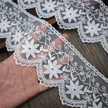 3829 Exquisitos accesorios de encaje de malla con bordado de hilo de algodón, materiales para faldas y mangas de ropa infantil hechos a mano