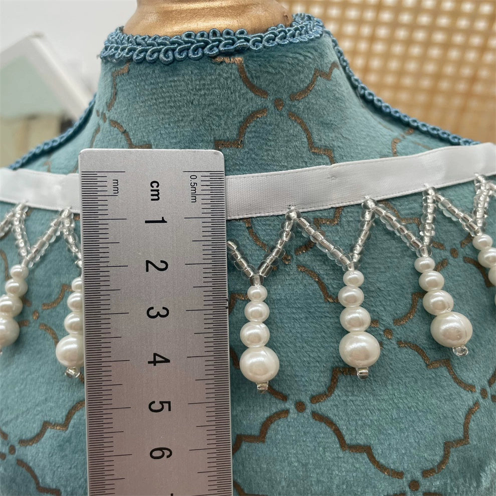 3693 Encaje con flecos y cuentas hecho a mano, colgante de calabaza con perlas Hanfu, accesorios para ropa cheongsam, correas para cortinas de cuentas DIY