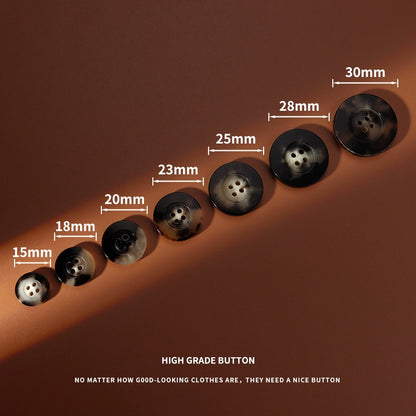 3296★  High-grade natural real horn buttons round wide edge beige buttons coat suit shirt clothes wool sweater buttons