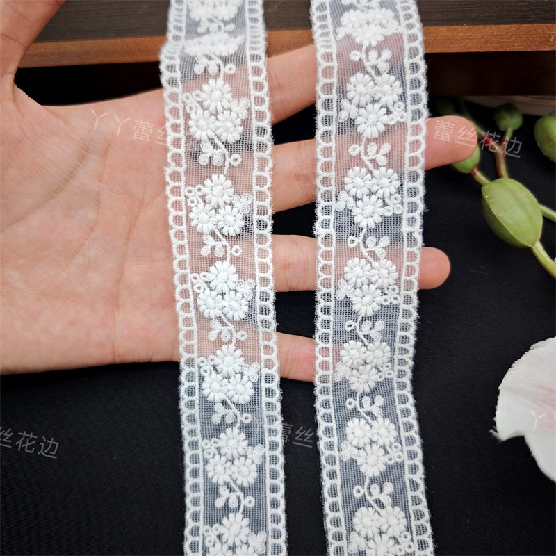 3814 Encaje simple de alta calidad para dobladillo de algodón, bordado de hilo de algodón, para manualidades, ropa, falda, empalme, materiales de boda, accesorios decorativos