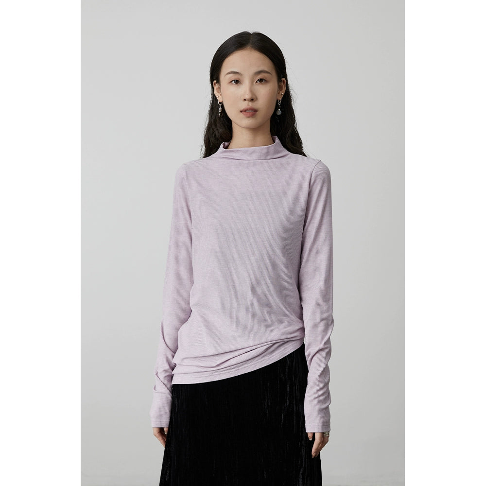 [Selección de corazón cómodo] Camisa clásica de cuatro colores con parte inferior de tencel fino de CAREMIND, top apilado de cuello semialto y corte entallado 