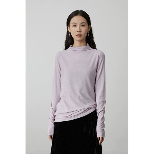 [Selección de corazón cómodo] Camisa clásica de cuatro colores con parte inferior de tencel fino de CAREMIND, top apilado de cuello semialto y corte entallado 