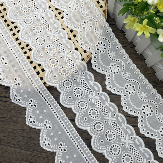 3796 Nuevos y exquisitos accesorios de encaje bordado de algodón blanco hechos a mano, falda de cortina, tela decorativa para ropa