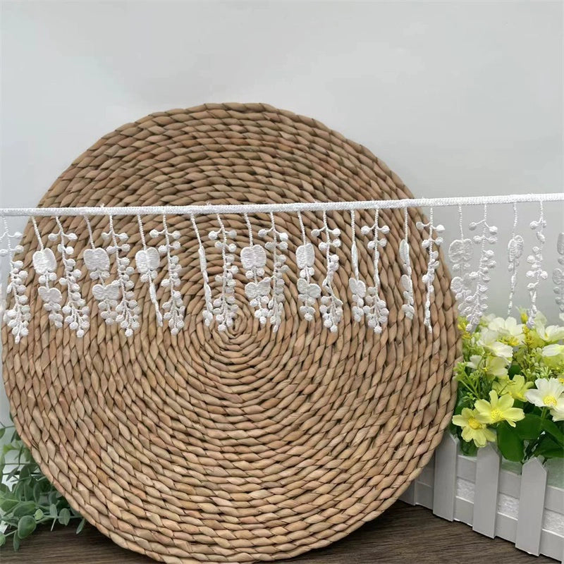 3672 Exquisito encaje DIY ropa cortinas accesorios textiles para el hogar encaje con flecos de seda de leche bordado soluble en agua