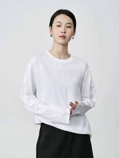 Camiseta de manga larga encerada suave y cómoda con diseño de teñido colgante gris de CAREMIND con interior sencillo 