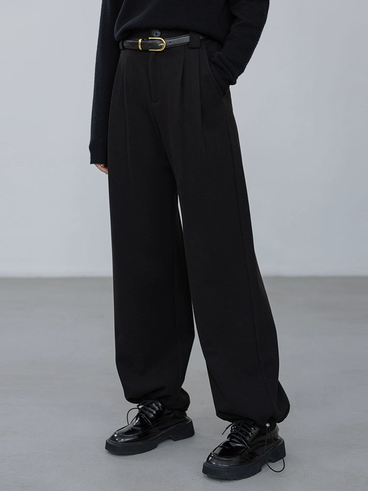 [Oferta especial por tiempo limitado] Pantalones negros pulidos retro británicos para mujer, leggings finos y drapeados, pantalones casuales para viajeros 