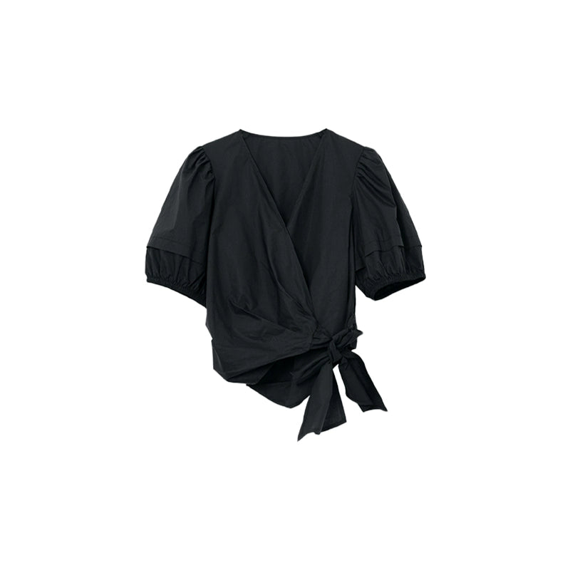 [Oferta especial por tiempo limitado] Conjunto de vestido de verano estilo Hepburn con top con mangas abullonadas y falda tipo paraguas con tirantes en la cintura 