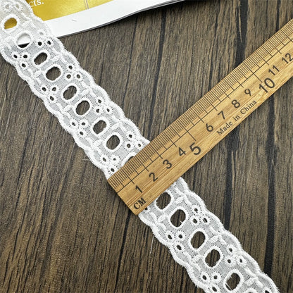 3799 Exquisito lazo de algodón blanco bordado para llevar, encaje artesanal, decoración de borde de falda de ropa Lolita