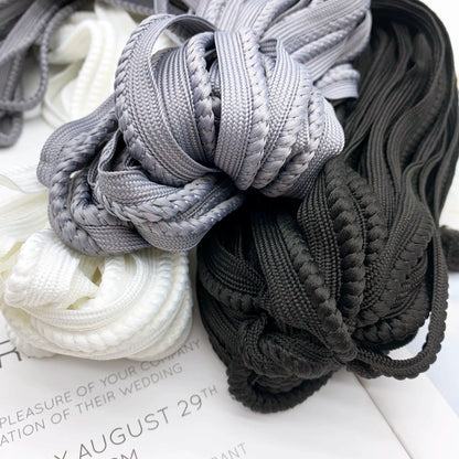 3846 ★ Spot 1.3cm negro y blanco gris negrita trenzada niño cinta maestra tira de brotes textiles para el hogar borde incrustado cuerda borde incrustado cuerda accesorios de ropa
