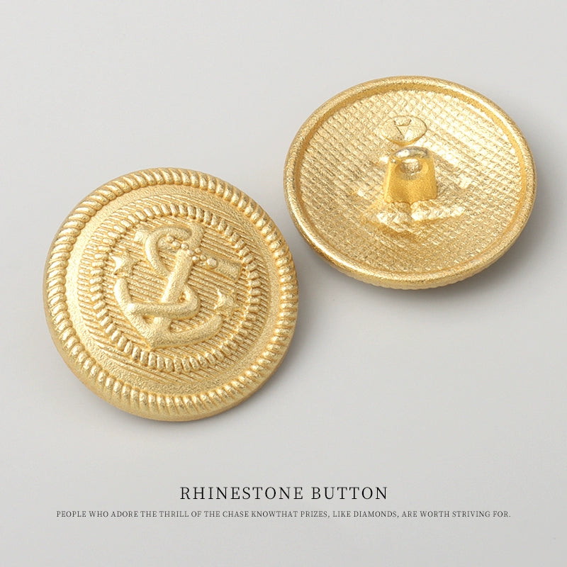 3230★  Anchor metal coat trench coat button top jacket suit gold button sweater decorative retro bronze buttons