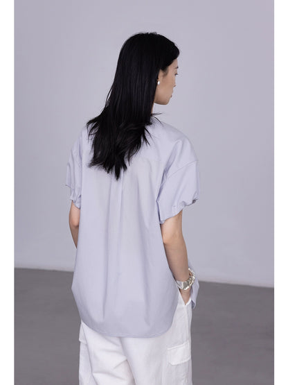 [Oferta por tiempo limitado] Camisa de viaje ligera, holgada, transpirable y de manga corta con cuello redondo y color claro de CAREMIND 