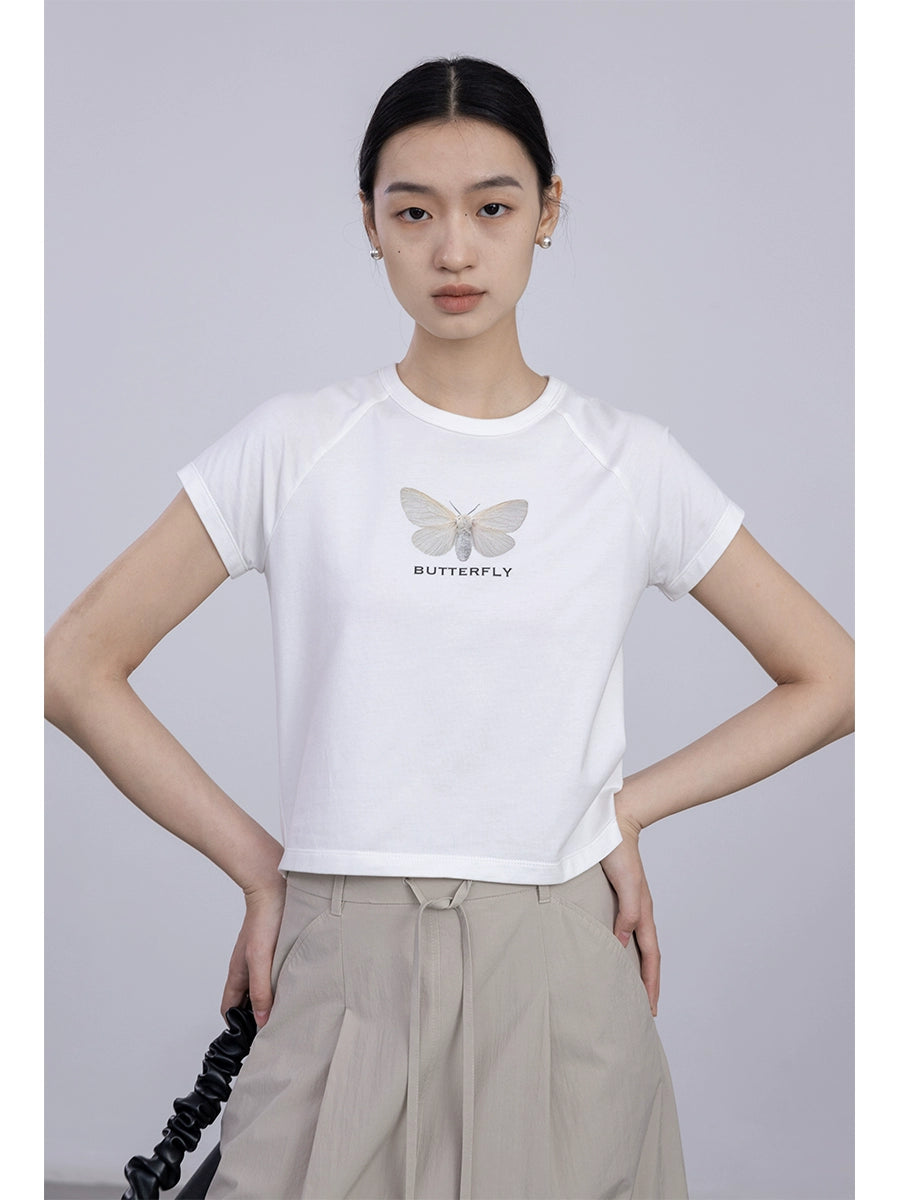 [Oferta especial por tiempo limitado] CAREMIND Camiseta ajustada de cuello redondo de manga corta para mujer, en blanco y negro, sencilla, transpirable, corta para mujer 