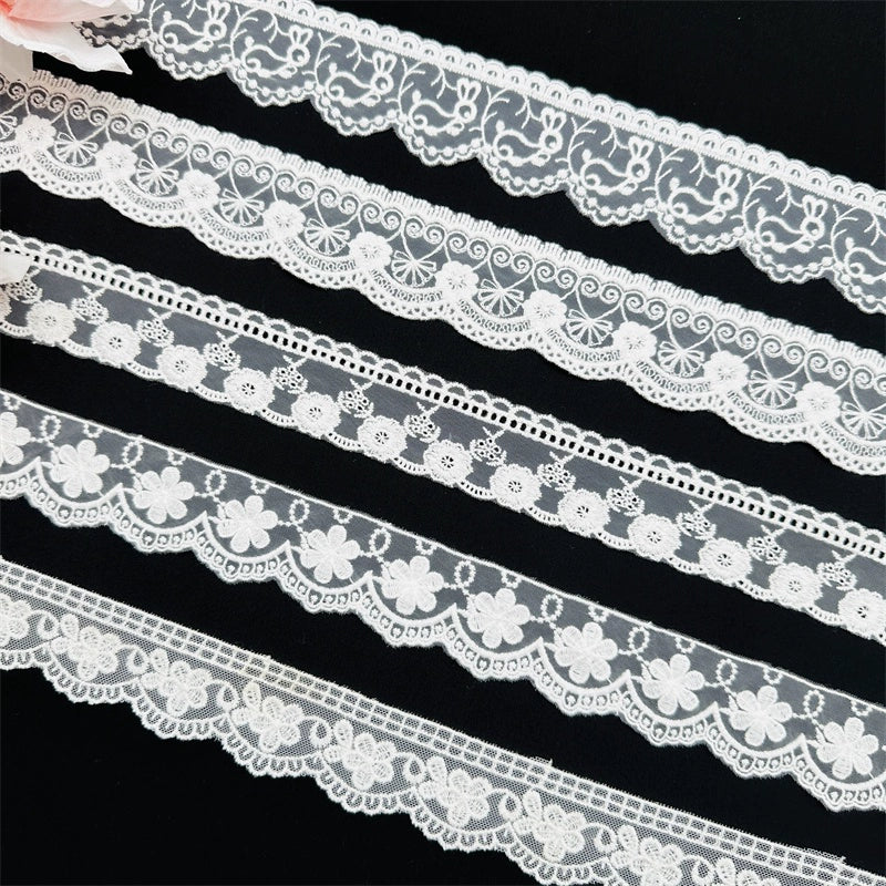 3827 Exquisitos accesorios de decoración de ropa de encaje bordado de malla blanca, accesorios de ropa de encaje hechos a mano DIY