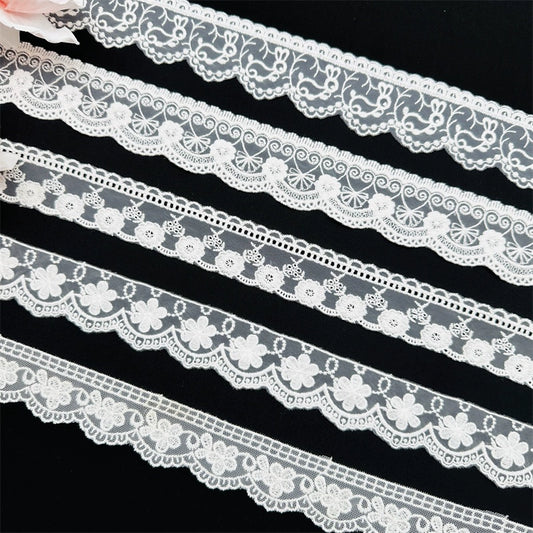 3827 Exquisitos accesorios de decoración de ropa de encaje bordado de malla blanca, accesorios de ropa de encaje hechos a mano DIY