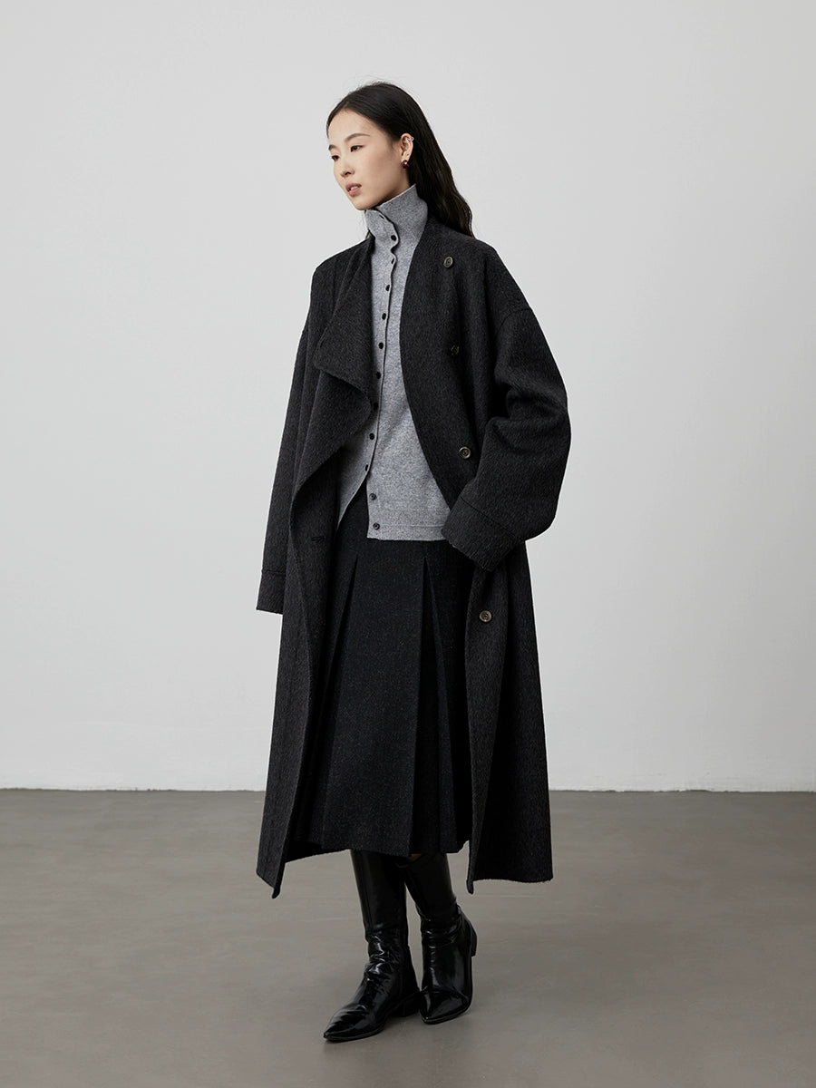 [Warm Air] CAREMIND Autumn Solid Color Simple Wool Knitted Sweater Lapel Button Cardigan Sweater Jacket