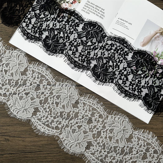 Tela de encaje de pestañas exquisita de 15 cm de ancho, accesorios de ropa hechos a mano, materiales para cortinas de faldas.