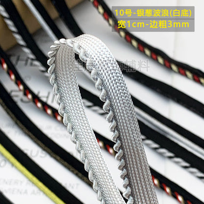 Cinta adhesiva de seda para niños, 1 cm, color dorado y plateado, para ribetes, ropa, textiles para el hogar, almohadas, etc.