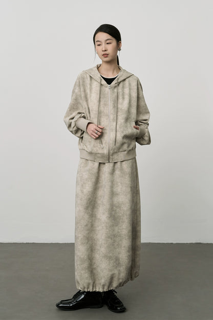 CAREMIND Nuevo conjunto de dos piezas de suéter con cremallera y capucha para mujer con traje de estilo chino 