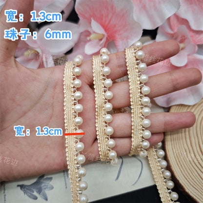 3714 Vestido de novia cheongsam con cuentas hecho a mano, encaje de perlas, accesorios de decoración de ropa DIY, cintas con cuentas Hanfu