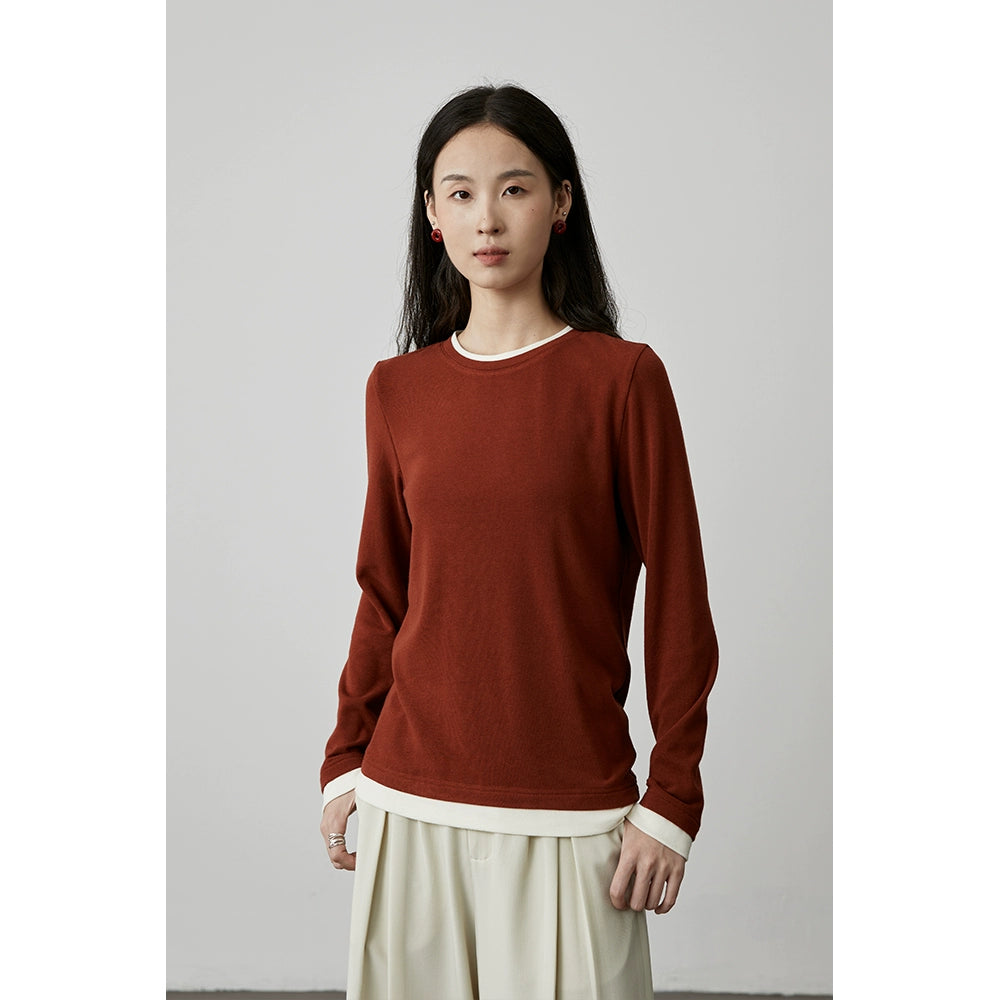 [Otoño significativo] CAREMIND Camiseta de manga larga con dos botones en contraste de color amarillo mostaza para mujer Camisa ajustada con dobladillo 