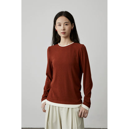 [Otoño significativo] CAREMIND Camiseta de manga larga con dos botones en contraste de color amarillo mostaza para mujer Camisa ajustada con dobladillo 