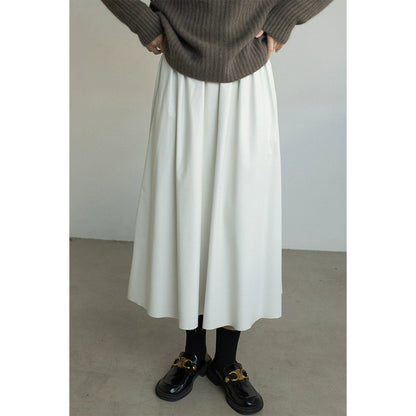 CAREMIND [Urban Street] Falda de cuero ajustada con cintura elástica y banda de goma de PU para mujer 