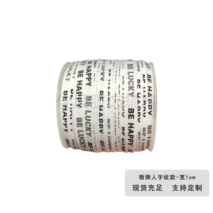 3875 Spot 1 cm tira de ribete con estampado de letras en espiga de colores para accesorios, correa de cuello trasero, tira lateral para ropa