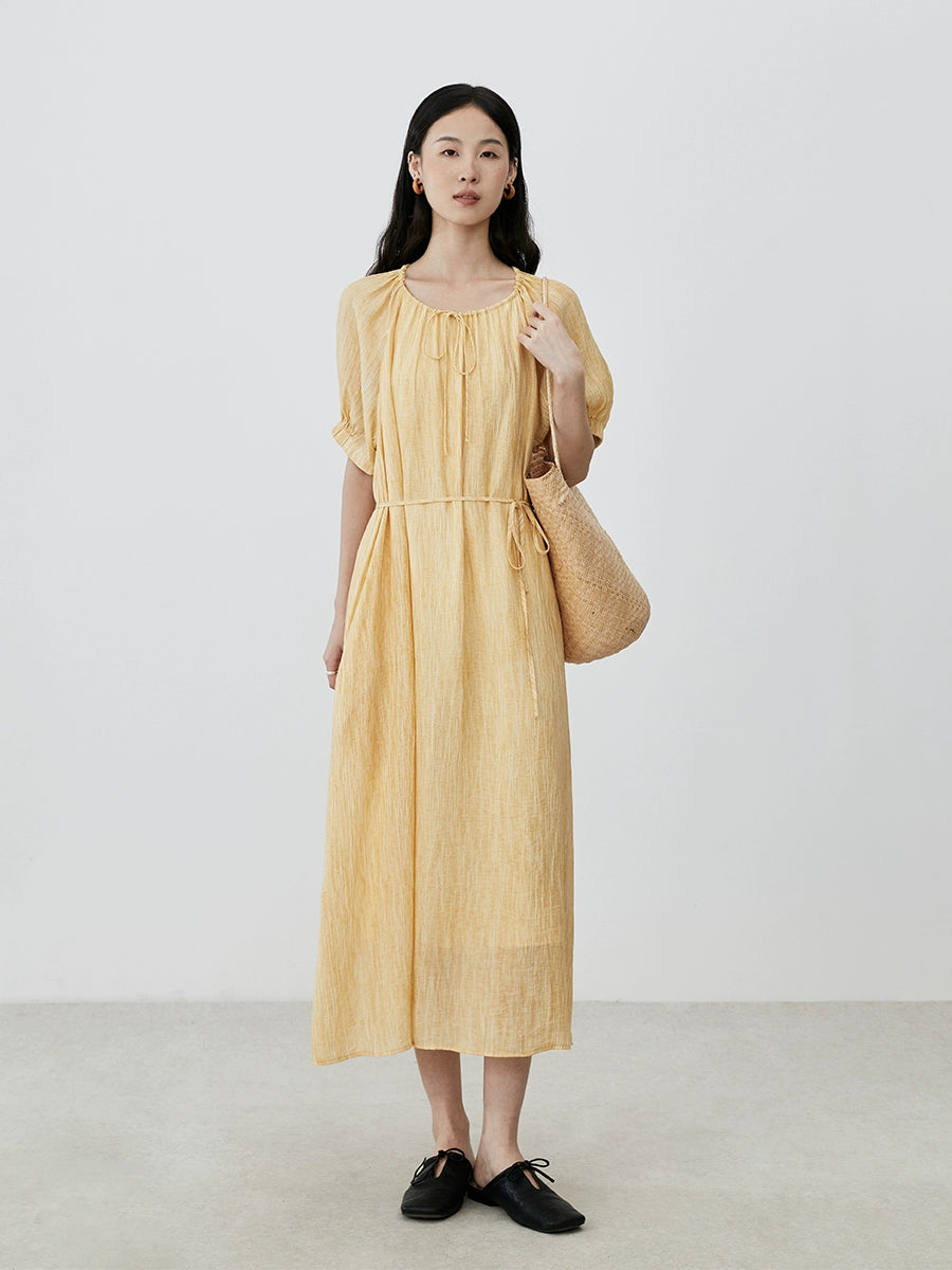 [Jinzhan Yellow] CAREMIND Vestido amarillo premium Hermoso más allá de la película Falda de manga corta Vestido largo francés Verano 