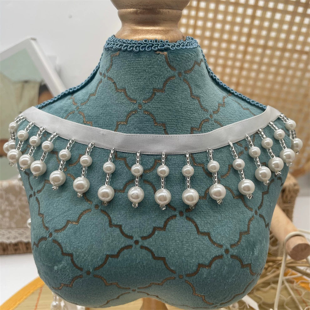 Colgante de perlas con flecos para ropa, de 3,5 cm de ancho y 3721 cm de largo, para uso industrial pesado, con encaje, ideal para decoración de textiles para el hogar, materiales hechos a mano.