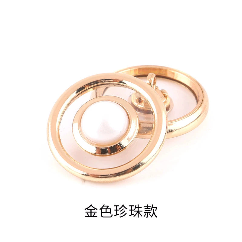 3491★ Botón redondo de metal transparente para abrigo de mujer, gabardina, botón de perla, ropa, suéter, decoración, botón grande, accesorios de ropa