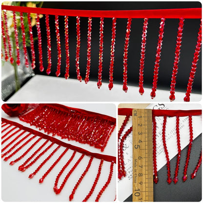 3729 Colgante de cristal de 9 cm de largo, hecho a mano, con flecos de encaje, para vestido de novia, decoración de cuello y hombro, accesorios para tocado