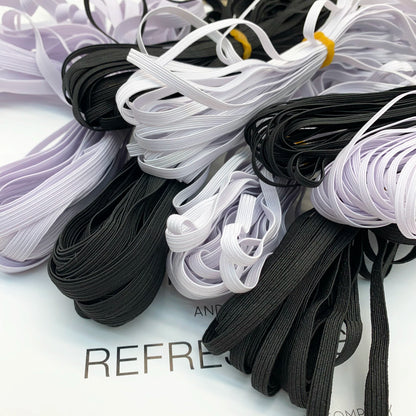 3867 3 mm 5 mm 6 mm 9 mm negro y blanco delgado plano estrecho alto elástico caballo banda elástica puños cintura banda de goma hebilla cuerda accesorios