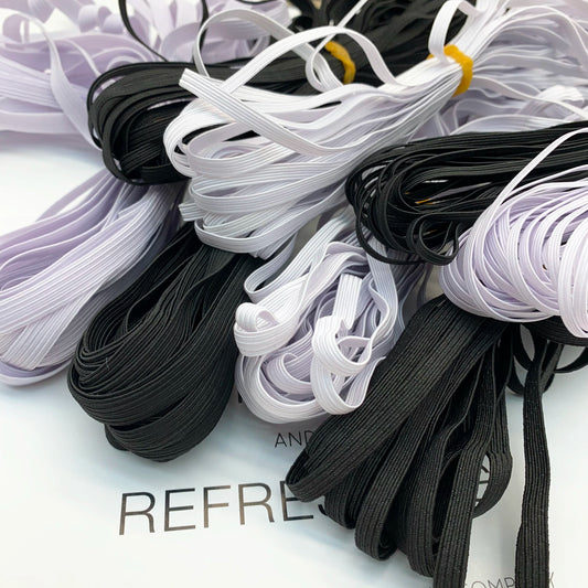 3867 3 mm 5 mm 6 mm 9 mm negro y blanco delgado plano estrecho alto elástico caballo banda elástica puños cintura banda de goma hebilla cuerda accesorios