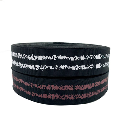 3871 Tira lateral de cinta con estampado de letras de fondo negro de 3 cm de ancho para accesorios de ropa, tira de prensado de bordes, tira de ribete para textiles para el hogar
