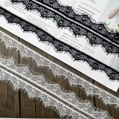 3760 Exquisito tul de exportación de borde simple y doble, accesorios de encaje para pestañas, ropa de bricolaje, cuello, borde, falda, manga, material