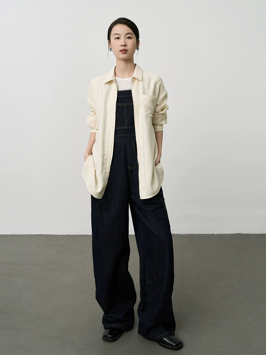 Mono vaquero retro azul marino de CAREMIND, nueva versión coreana, mono fino reductor de edad 