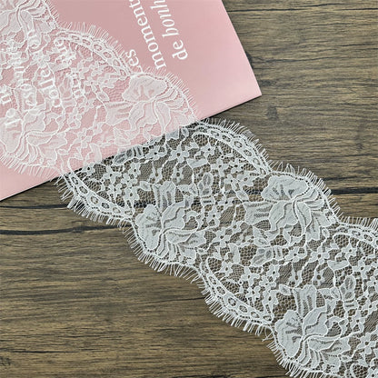 Tela de encaje de pestañas exquisita de 15 cm de ancho, accesorios de ropa hechos a mano, materiales para cortinas de faldas.