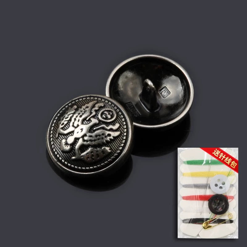 3429★ Botones de abrigo retro de metal plateado antiguo, ropa, abrigo pequeño, botón Nizi, accesorios, botones superiores redondos versátiles