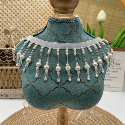 3698 Nuevo, encaje con flecos de perlas hecho a mano, para ropa, textiles para el hogar, cortina DIY, lámpara de escritorio, encaje decorativo