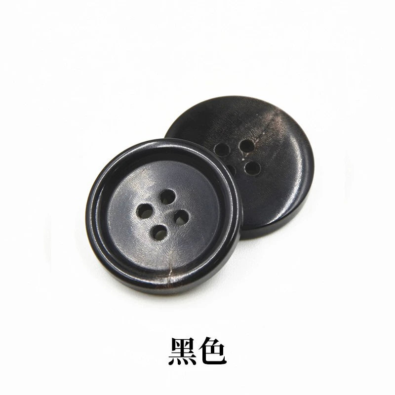3456★ Botón de cuerno marrón negro con cuatro ojales, botón redondo con borde fino para chaqueta de cuero de traje informal formal para hombres y mujeres