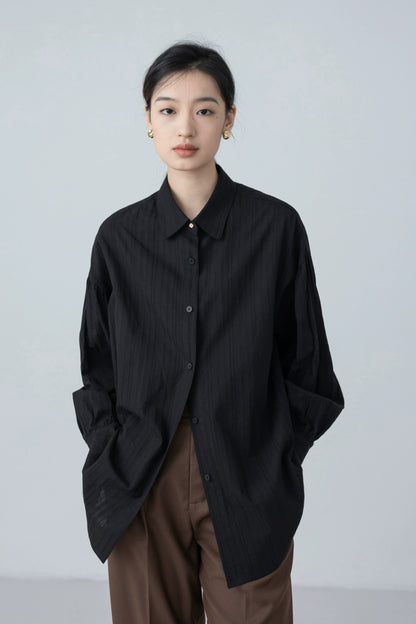 [Cayendo en el otoño] Camisa negra CAREMIND Premium Sense MAX Top minimalista misterioso y capaz Otoño 