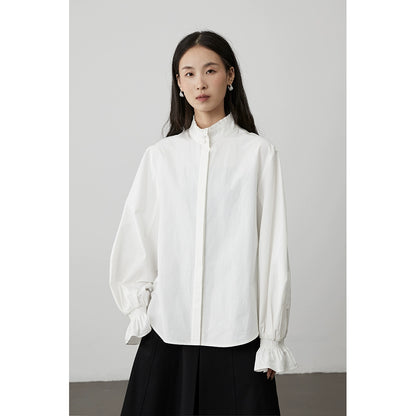 [Barroco] Camisa de temperamento elegante francesa CAREMIND, diseño de encaje de hongos, camisa blanca apilada en la parte superior 