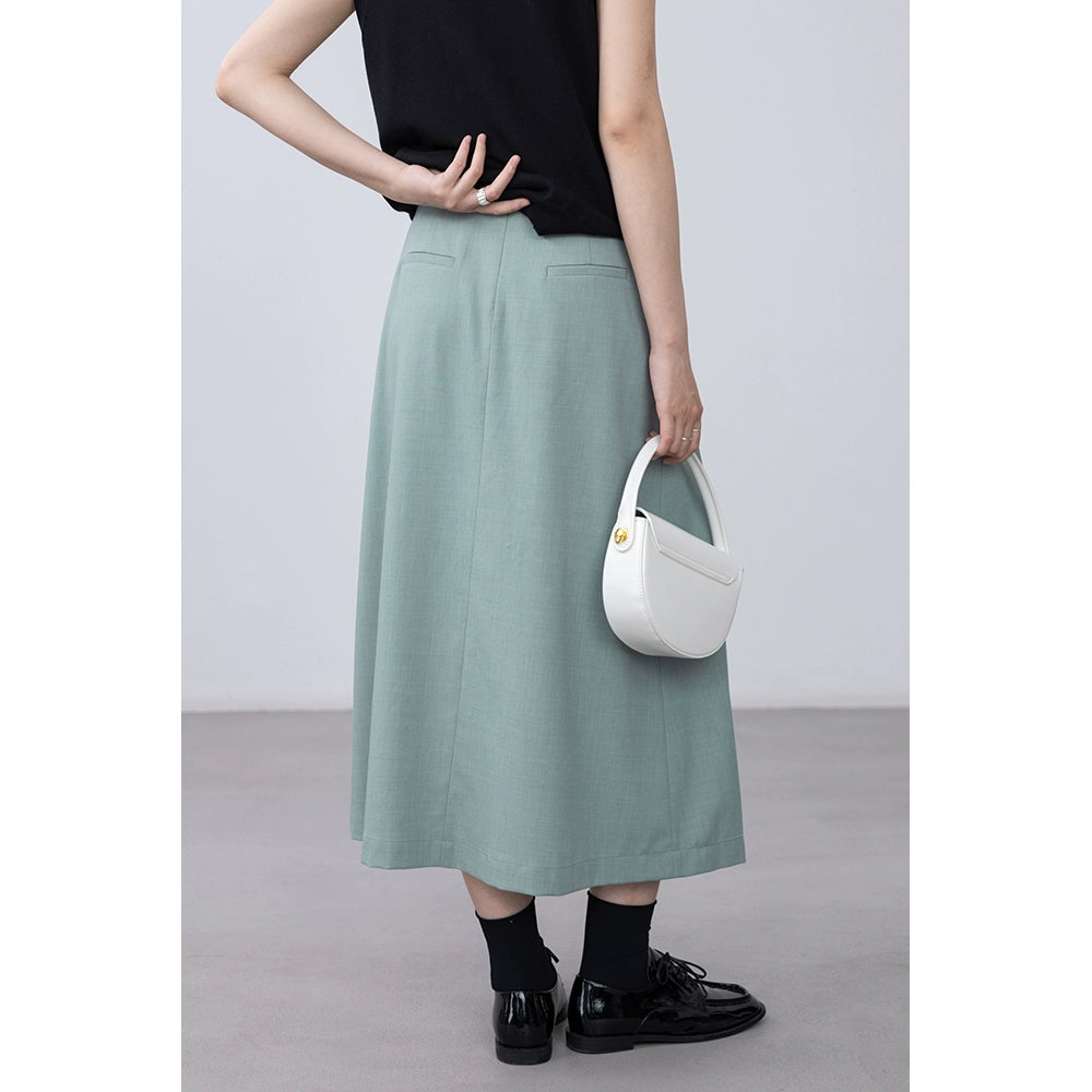 [Oferta especial por tiempo limitado] Falda plisada de cintura alta con diseño elegante, falda larga que cubre la cadera con personaje A para mujer 