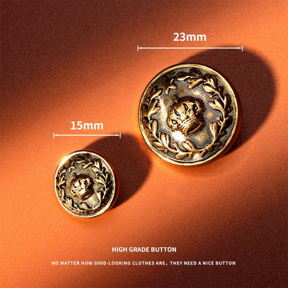 3266★  Gold crown buttons round versatile men's and women's tops clothes metal buttons high-end coats trench coats sweater buttons