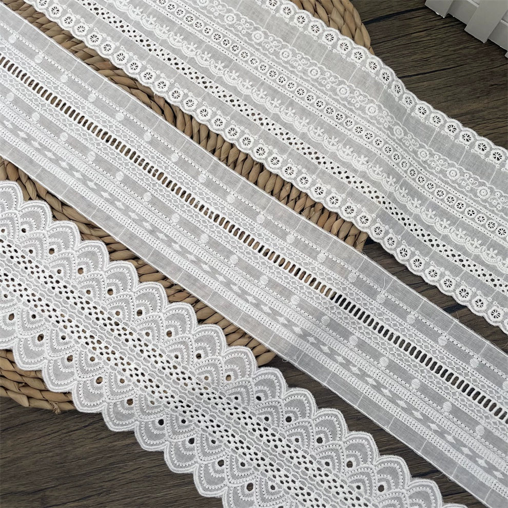 3781 Ropa de bebé de alta calidad con borde de algodón bordado, encaje, empalme de cuello y falda, accesorios para empalme de cortinas para el hogar