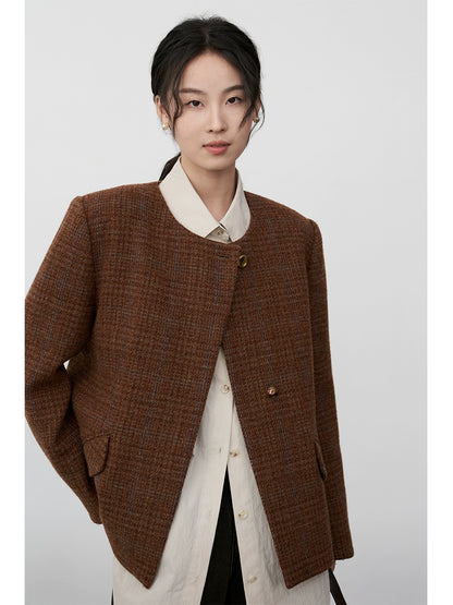 [Special Price] Wool French Small Fragrant Jacket Short High-end Old Money Style Retro Woven Wool Top