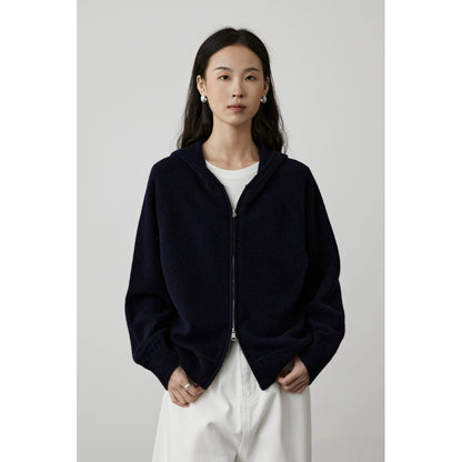 [Suéter Berry] CAREMIND Suéter con capucha y cremallera de cuatro colores y doble cabeza Chaqueta de punto Chaqueta superior para mujer Otoño 