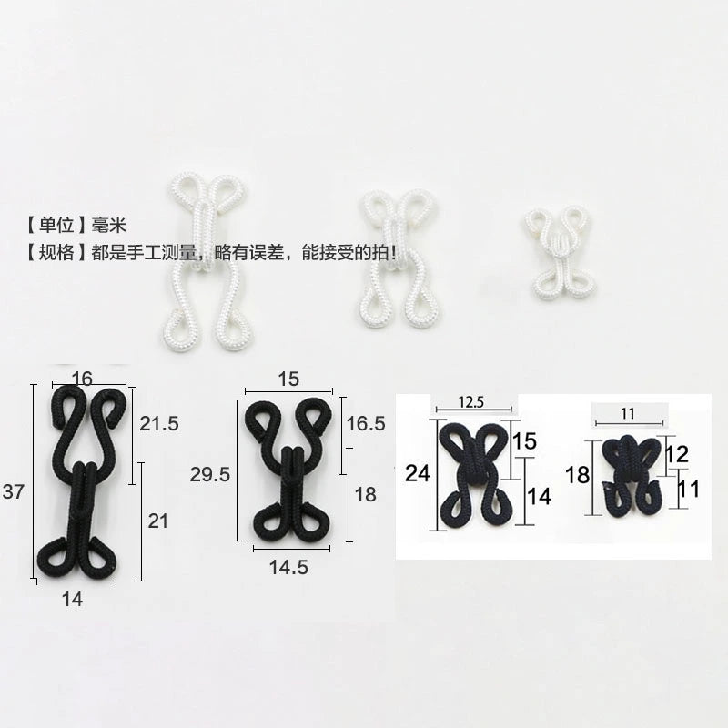 3502★ Gancho de cuello de tela, hebilla resistente al viento, hebilla oculta, hebilla de par invisible, botón de tela blanco y negro, gancho de hebilla resistente al viento.