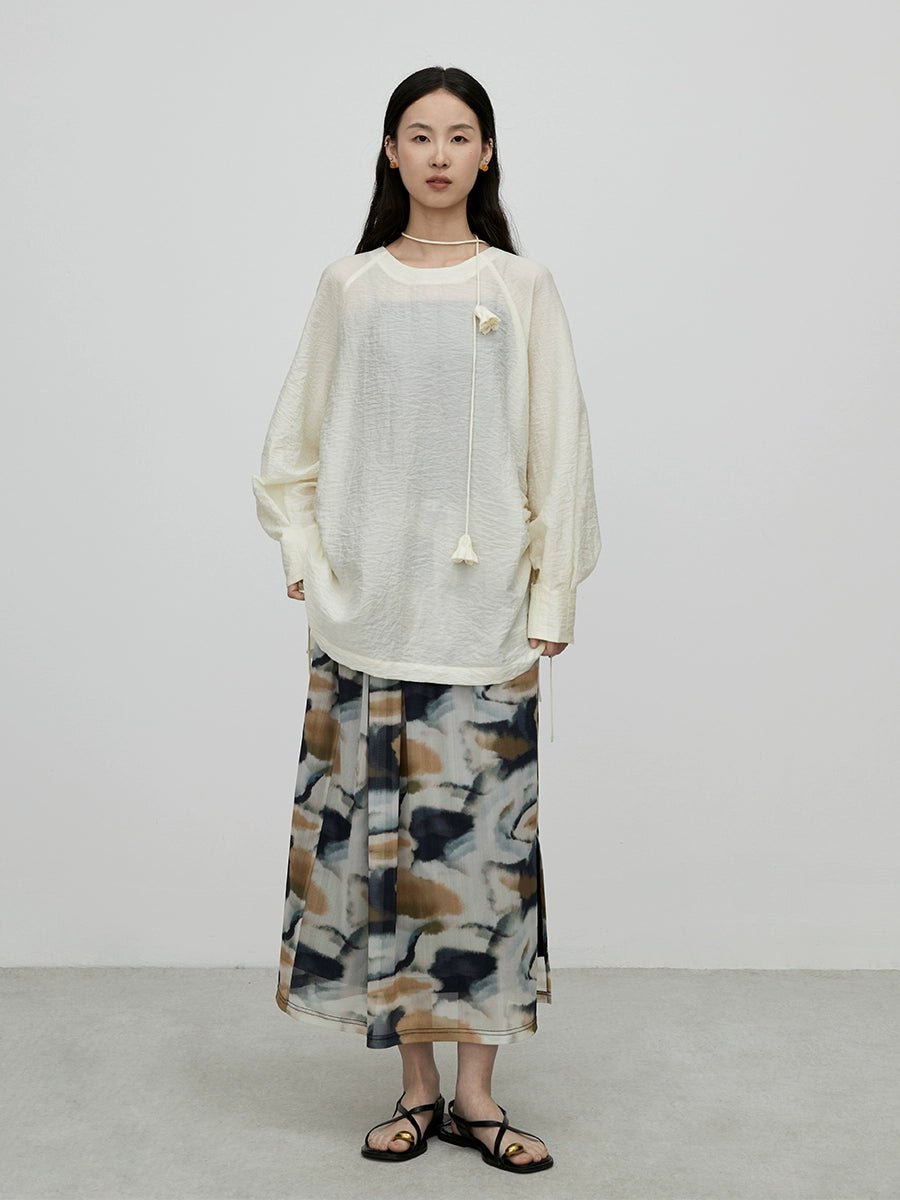 [Lily of the Valley] Camisa tipo jersey de manga larga con tirantes elegantes y diseño de nicho premium de CAREMIND 