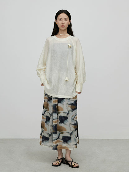 [Lily of the Valley] Camisa tipo jersey de manga larga con tirantes elegantes y diseño de nicho premium de CAREMIND 